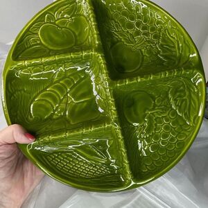 Vintage USA pottery G-403 hard to find relish platter divided vegetables stamped